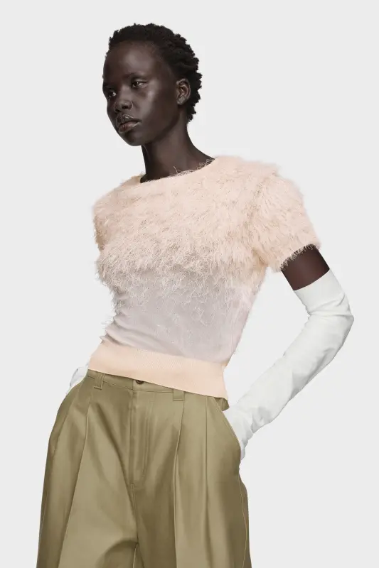 Maison Margiela Retrograde silk knit top Blush online